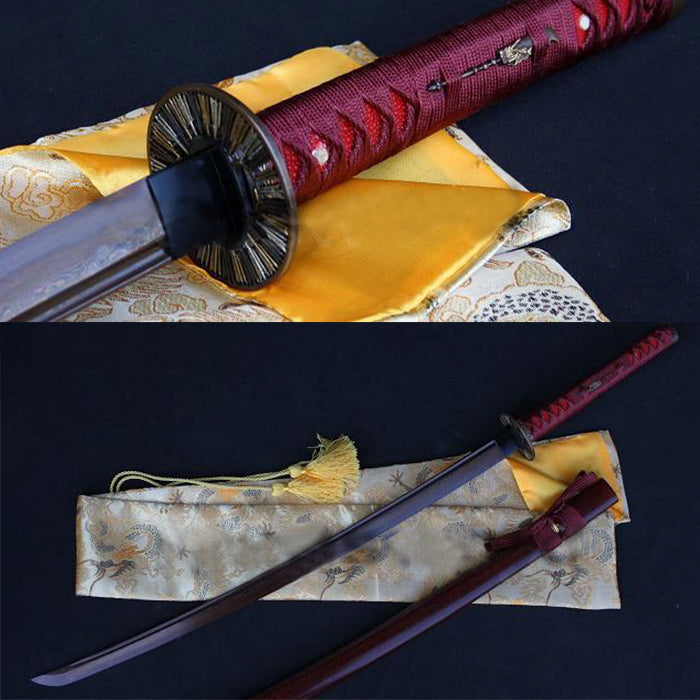 Japanese Samurai Sword Damascus Blade Red Folded Steel Katana Sword - Masamune Swords-Samurai Katana Swords UK For Sale