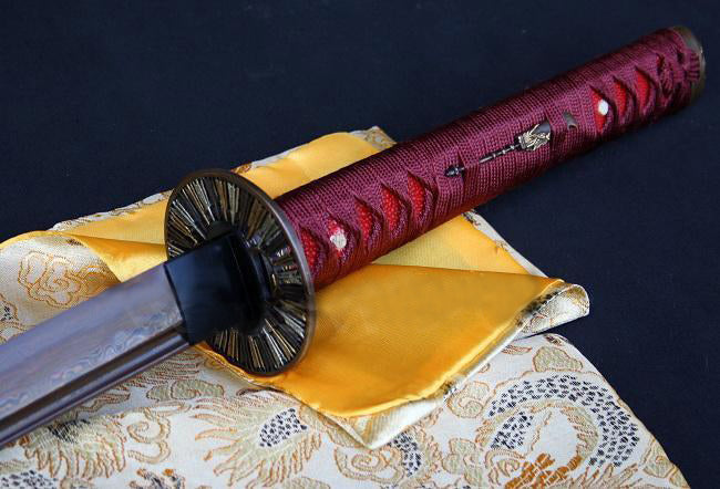 Japanese Samurai Sword Damascus Blade Red Folded Steel Katana Sword - Masamune Swords-Samurai Katana Swords UK For Sale